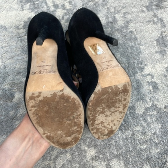 Jimmy Choo Fathom Strappy Cage Bootie Heels Gladiator Black Sz 37 - Picture 12 of 16